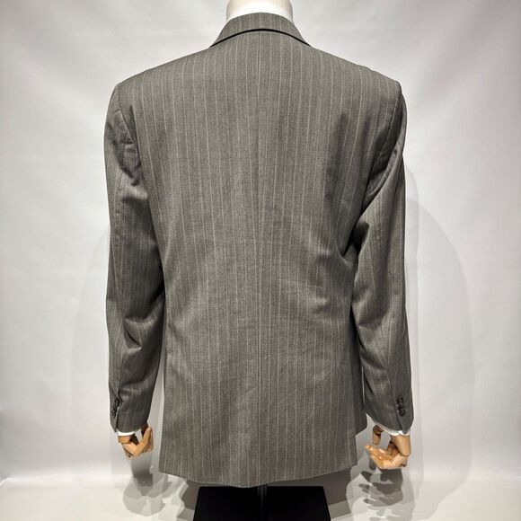 Banana Republic Gray Brown Taupe Pinstripe Wool Blend Suit Size 40R Pants 34x32 - Picture 8 of 16